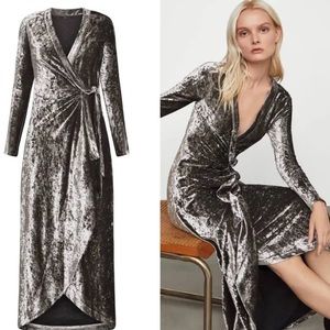 WOW! BCBG Grey Velvet Velour Wrap Dress